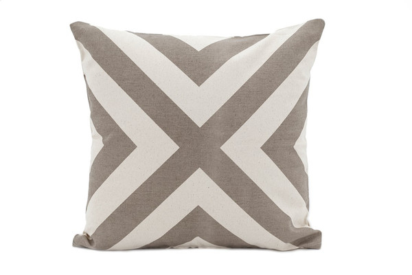 (Set Of 2) Taupe And Ivory Cross Decorative Accent Pillows (384408)