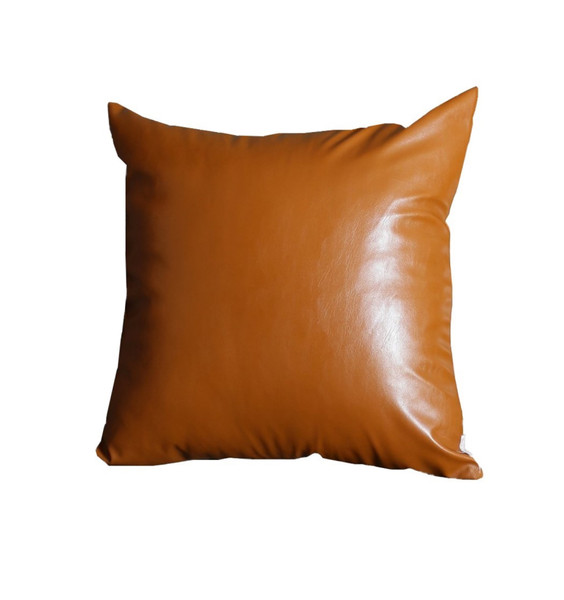 17" X 17" Solid Brown Faux Leather Decorative Pillow Cover (386791)