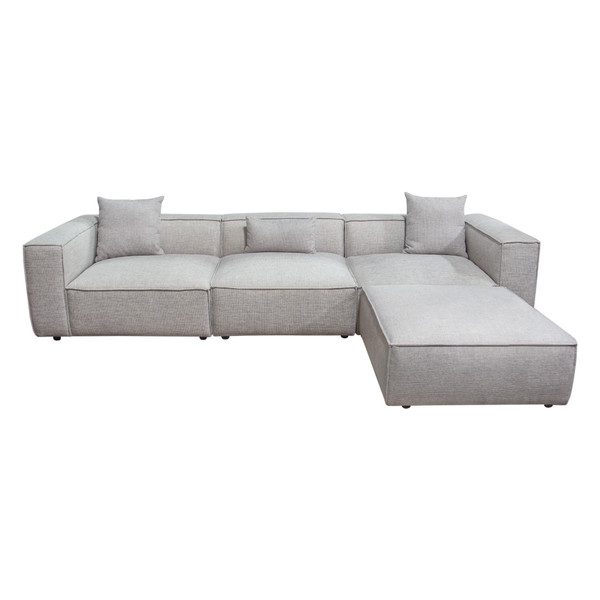 Vice 4Pc Modular Sectional In Barley Fabric With Ottoman By Diamond Sofa VICE4PCBA