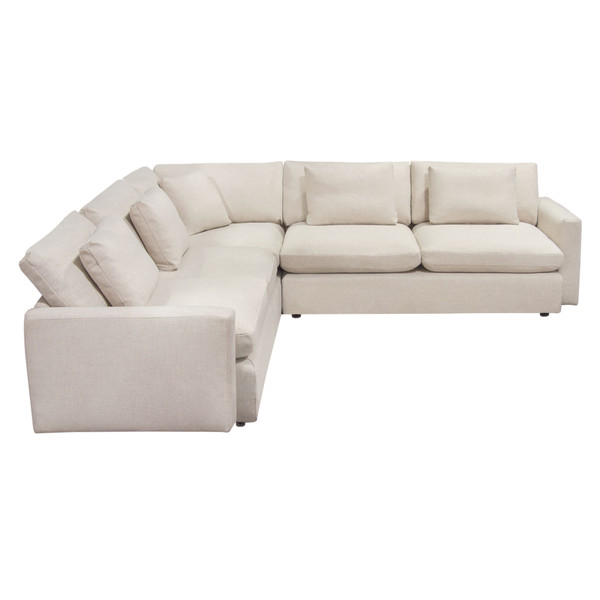 Arcadia 3Pc Corner Sectional W/ Feather Down Seating In Cream Fabric By Diamond Sofa ARCADIACM3PC