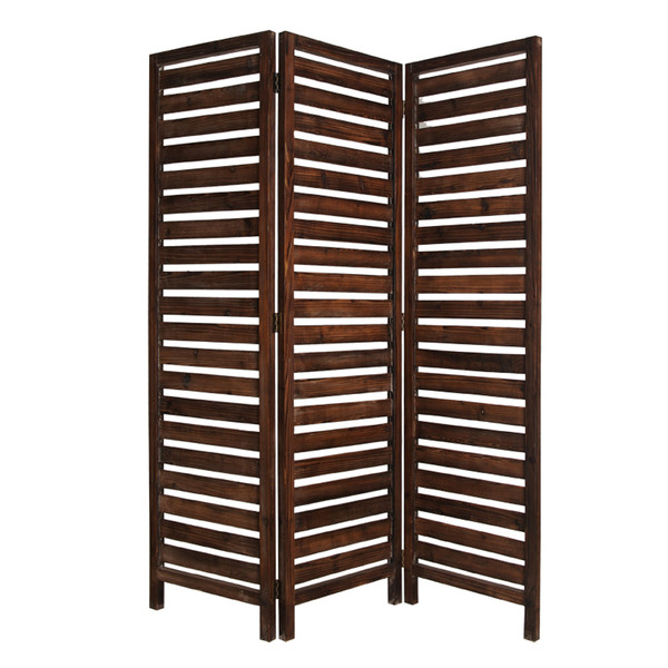 1" X 63" X 72" Brown, 3 Panel, Solid Wood, Fortress - Screen (274852)