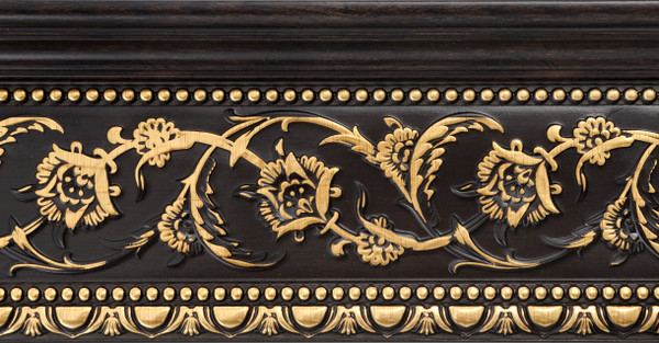 Gold Floral On Wood Tone Crown Moulding 94 Inch (12019632)