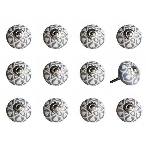 1.5" X 1.5" X 1.5" Gray, Cream And Silver - Knobs 12-Pack (321700)