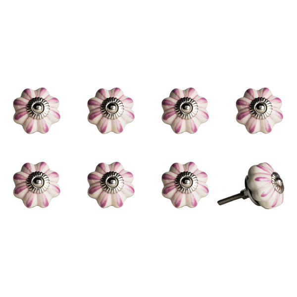 1.5" X 1.5" X 1.5" Hues Of Cream, Pink And Silver - Knobs 8-Pack (321691)