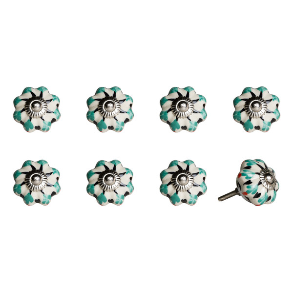 1.5" X 1.5" X 1.5" Hues Of White, Green And Black - Knobs 8-Pack (321695)