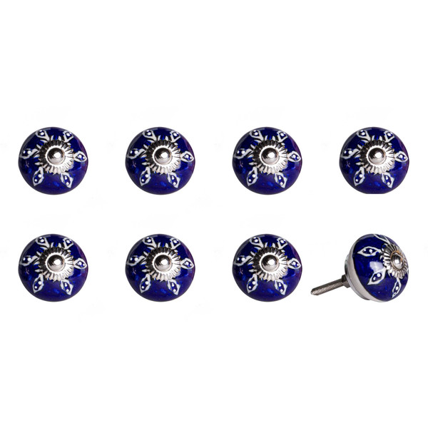 1.5" X 1.5" X 1.5" Hues Of White, Navy And Silver - Knobs 8-Pack (321696)