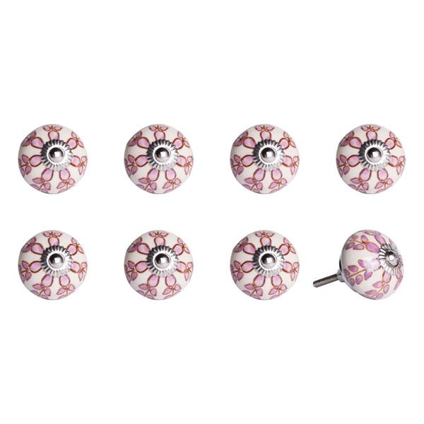 1.5" X 1.5" X 1.5" Hues Of White, Pink And Burgundy - Knobs 8-Pack (321694)