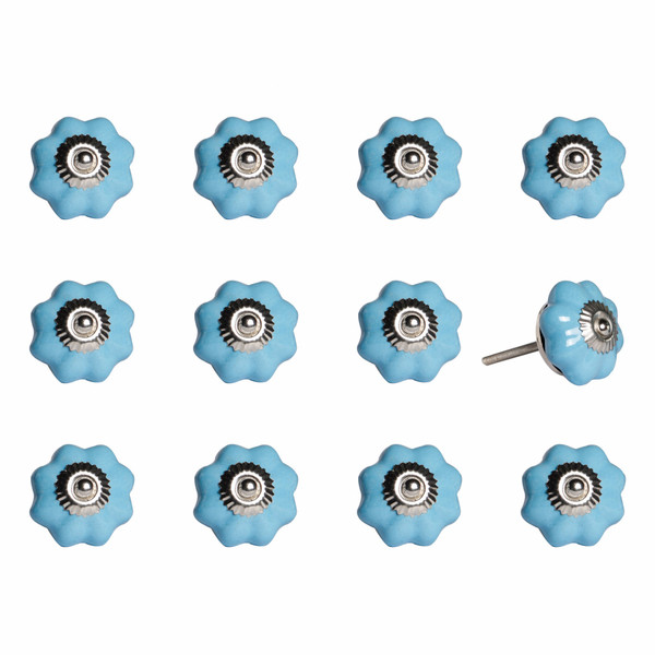 1.5" X 1.5" X 1.5" Light Blue And Silver - Knobs 12-Pack (321674)