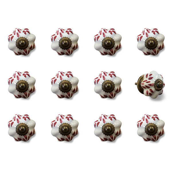 1.5" X 1.5" X 1.5" White, Burgundy And Copper- Knobs 12-Pack (321686)