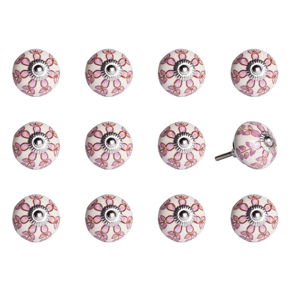 1.5" X 1.5" X 1.5" White, Pink And Burgundy - Knobs 12-Pack (321701)