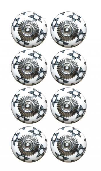 1.5" X 1.5" X 1.5" White, Silver And Gray - Knobs 8-Pack (321651)