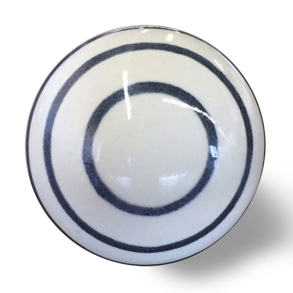 1.5" X 1.5" X 1.5" White/Navy Handpainted, Ceramic - Knobs 8-Pack (332348)