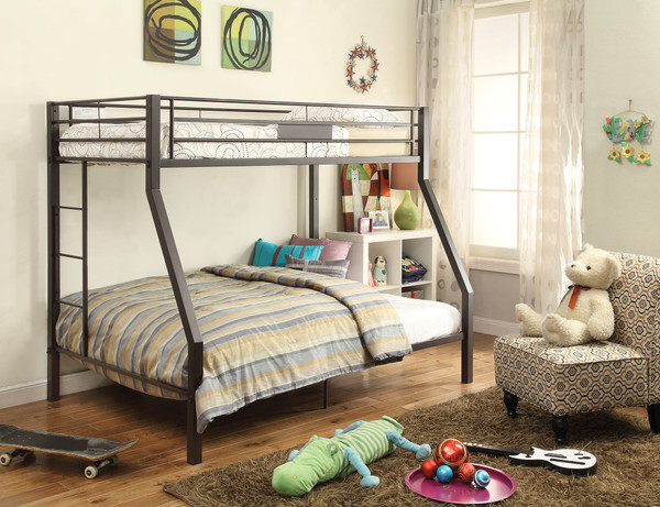 79" X 56" X 65" Twin Over Full Brown Metal Tube Bunk Bed (285617)