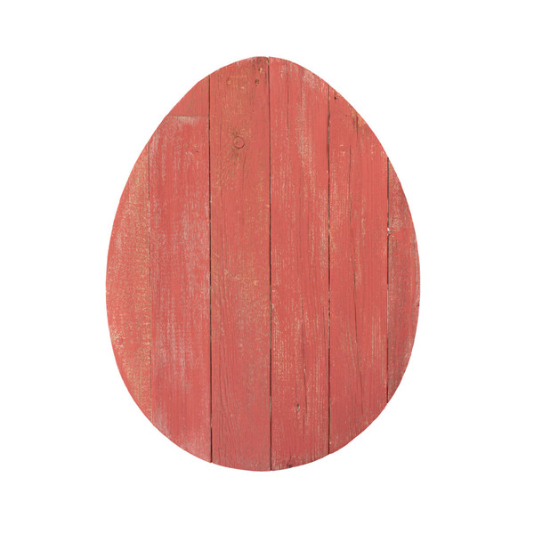 18" Rustic Farmhouse Red Wooden Large Egg (384894)