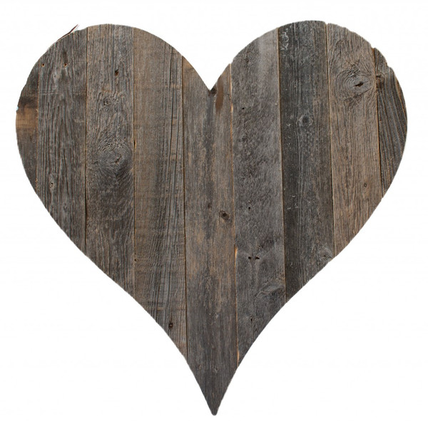 18" Rustic Farmhouse Gray Wooden Heart (384903)