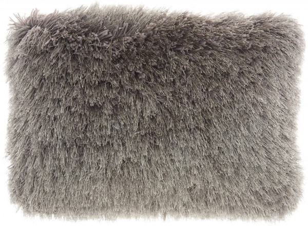 Slate Gray Super Shaggy Throw Pillow (386406)