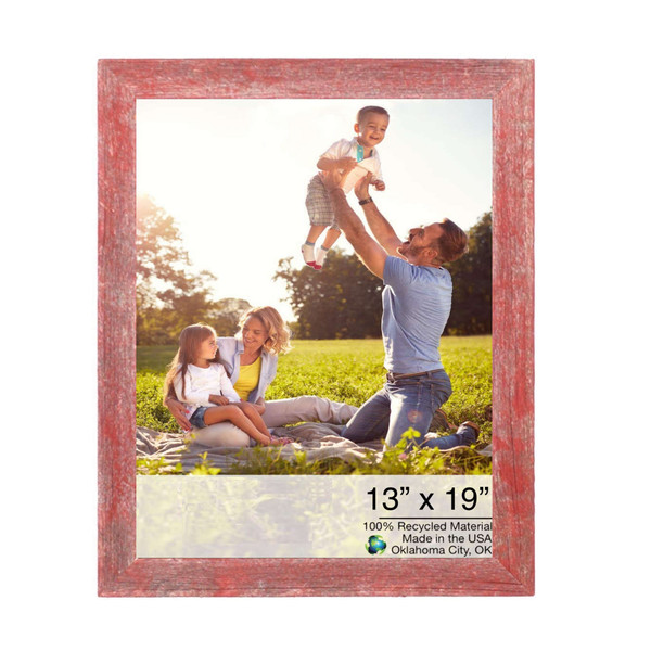 13" X 19" Rustic Farmhouse Red Wood Frame (386514)