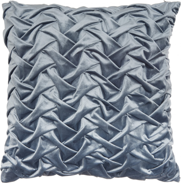 Powder Blue Pleated Velvet Throw Pillow (386618)