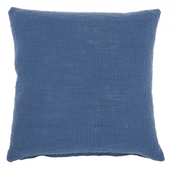 Denim Blue Solid Woven Throw Pillow (386676)
