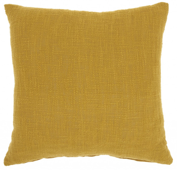 Mustard Solid Woven Throw Pillow (386679)