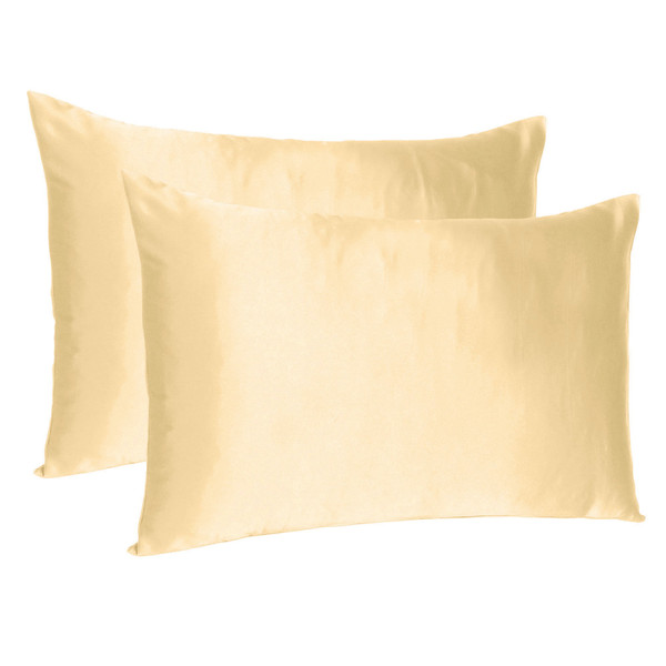 Pale Peach Dreamy Set Of 2 Silky Satin King Pillowcases (387846)