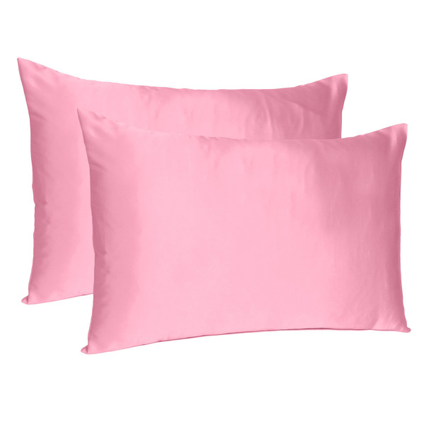 Pink Rose Dreamy Set Of 2 Silky Satin King Pillowcases (387847)