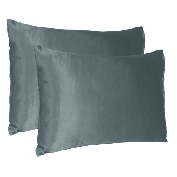 Gray Dreamy Set Of 2 Silky Satin Standard Pillowcases (387861)