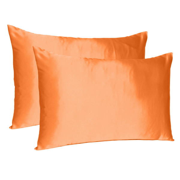 Orange Dreamy Set Of 2 Silky Satin Queen Pillowcases (387901)