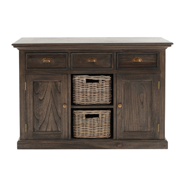 Modern Farmhouse Espresso Wash Large Accent Cabinet With Baskets (388234)