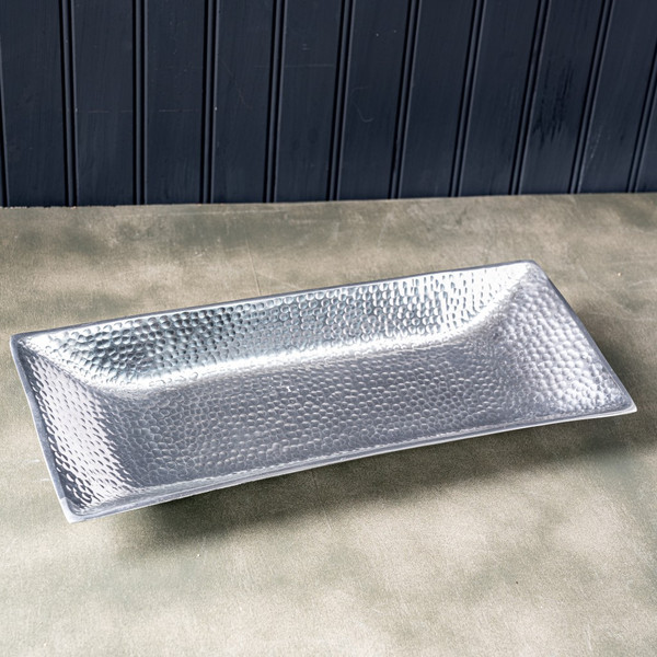 Silver Hammered Rectangle Serving Tray (388569)