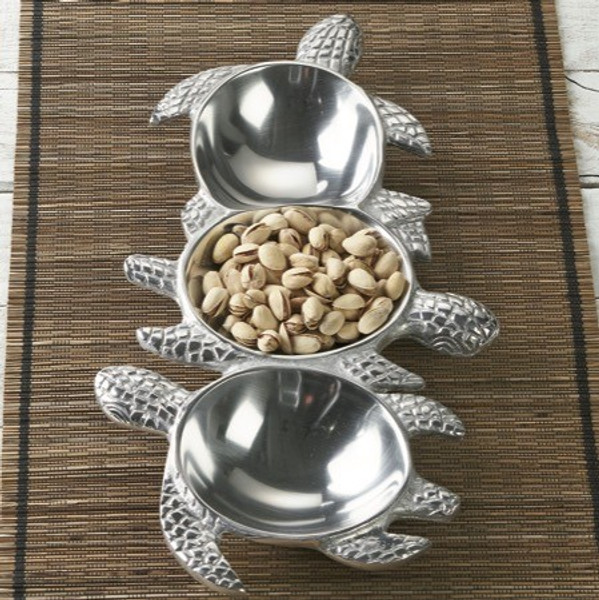 Silver Three Section Turtle Design Serving Tray (388597)
