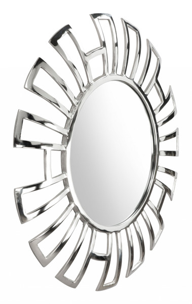 Silver Geometric Design Round Mirror (391654)