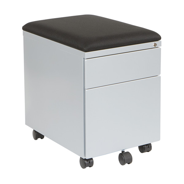 Mobile File With Padded Seat - Black Fabric, Silver Frame (BXPMC22BF-SV)
