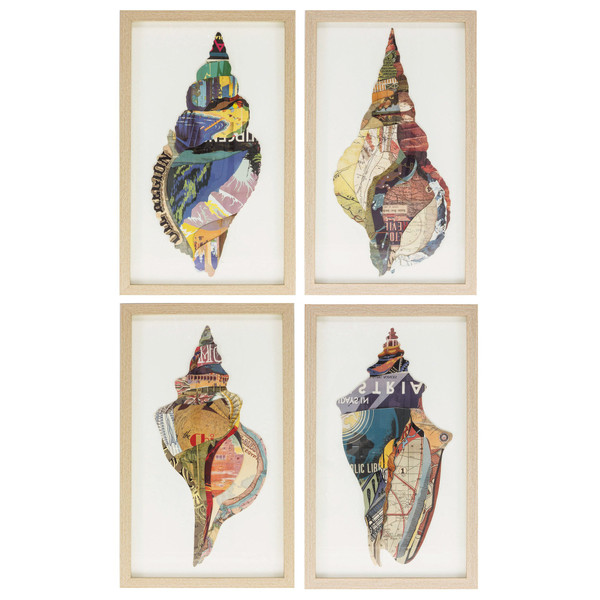 12" X 20" Paper Collage Shell (Set Of 4) (365959)