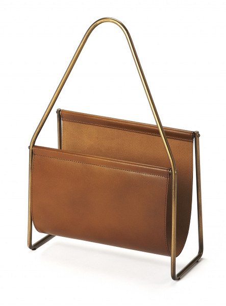 Brown Leather Magazine Basket (389459)