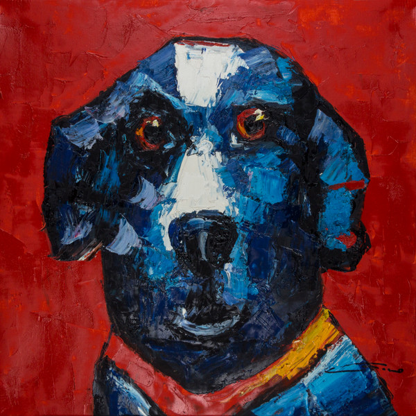 Dog -Red Back Hand Painted On Canvas BA183