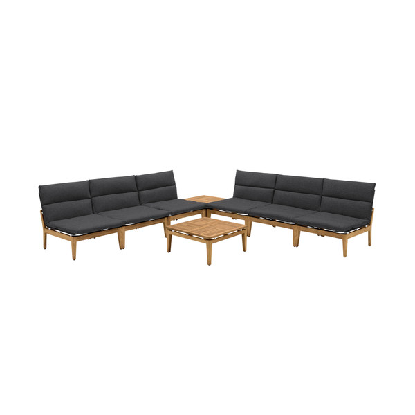Arno Outdoor 8 Piece Teak Wood Seating Set In Charcoal Olefin (SETODARDK6A2B)
