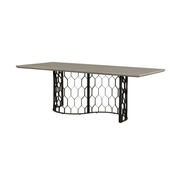 Solange Concrete And Black Metal Rectangular Dining Table (LCSODICCGR)