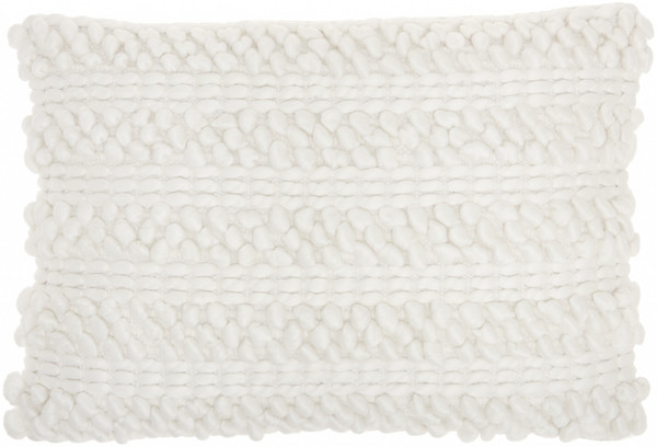 White Pom-Pom Detailed Lumbar Pillow (386062)