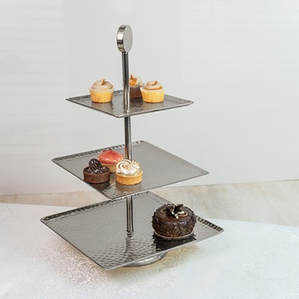 Hammered Square Shaped Three Tier Stand (388586)