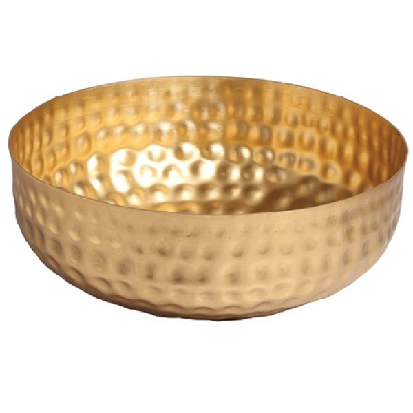 Gold Colored Round Hammered Bowl (388625)