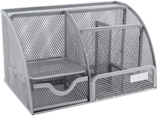 Stylish Silver Gray 6 Compartment Desk Organizer (390046)