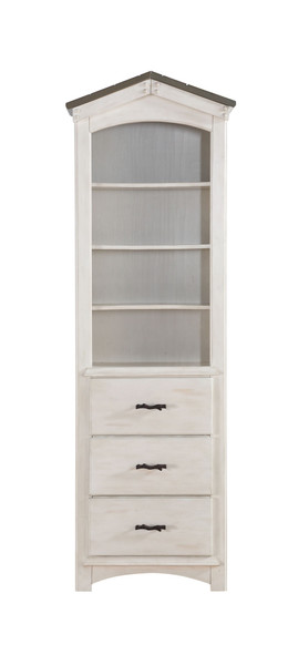 14" X 24" X 78" Weathered White Washed Gray Wood Bookcase (347189)