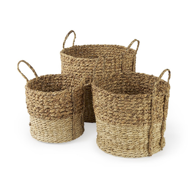 Set Of Three Two Tone Wicker Storage Baskets (392157)