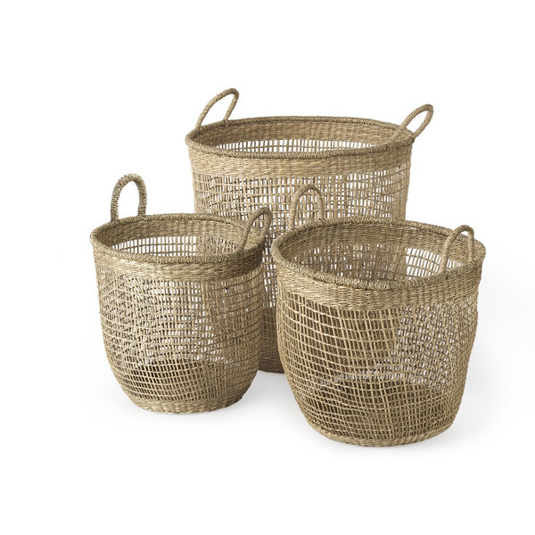 Set Of Three Round Wicker Storage Baskets (392159)