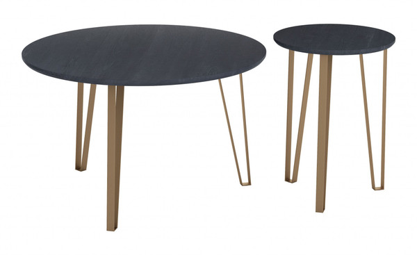 Set Of Two Black And Gold Accent Tables (394782)