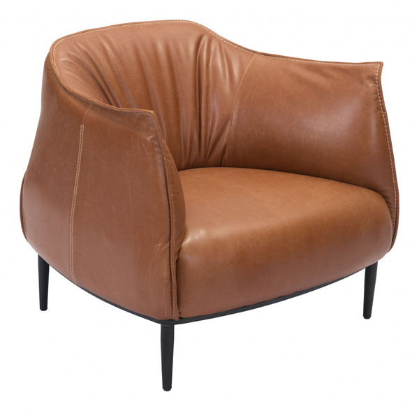 Terra Cotta Kiss Cozy Faux Leather Accent Chair (395011)