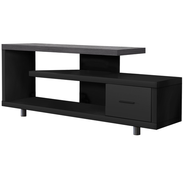 15.75" X 60" X 24" Black, Grey, Particle Board, Hollow-Core, Metal - Tv Stand With A Drawer (332885)