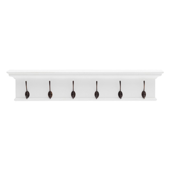 Traditional Classic White Wood Six Hook Hanging Coat Rack (397696)