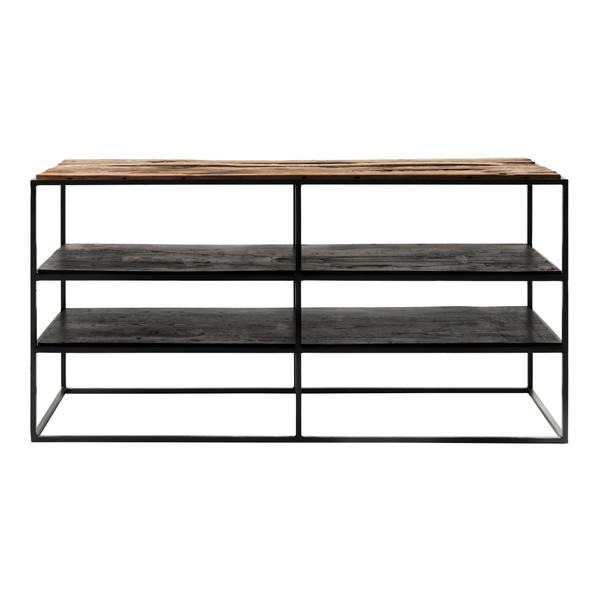 44" Modern Rustic Wood And Black Metal Open Tv Stand (397769)